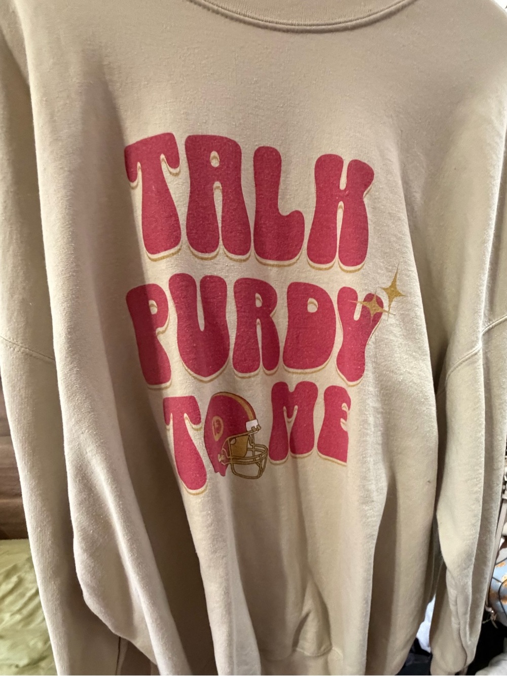 SF 49ers-Talk Purdy Time Beige Graphic Sweatshirt - Unbranded